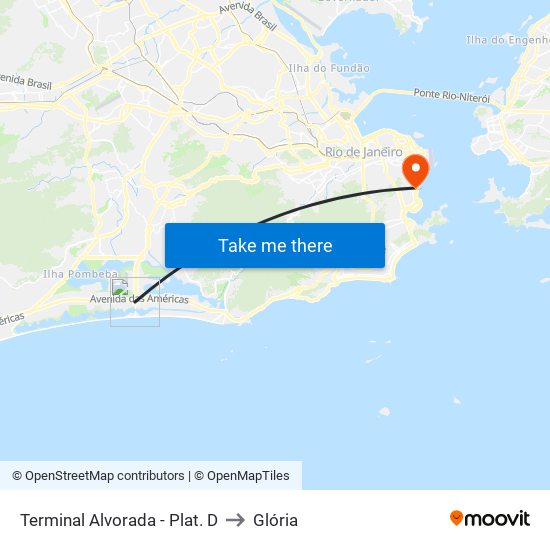 Terminal Alvorada - Plat. D to Glória map