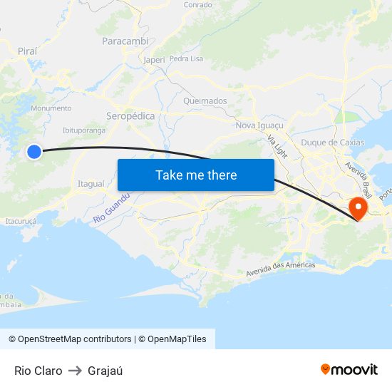 Rio Claro to Grajaú map