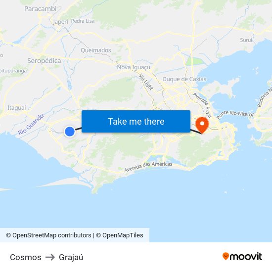 Cosmos to Grajaú map