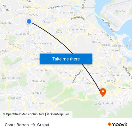 Costa Barros to Grajaú map