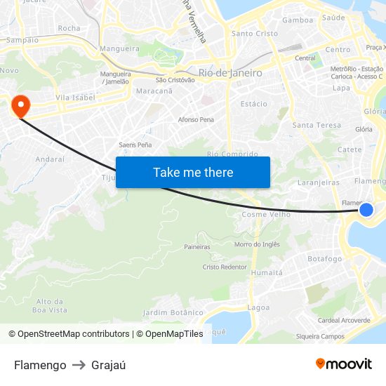 Flamengo to Grajaú map