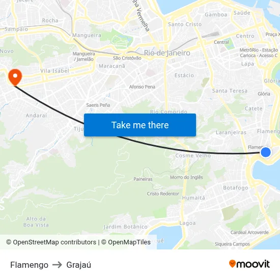 Flamengo to Grajaú map