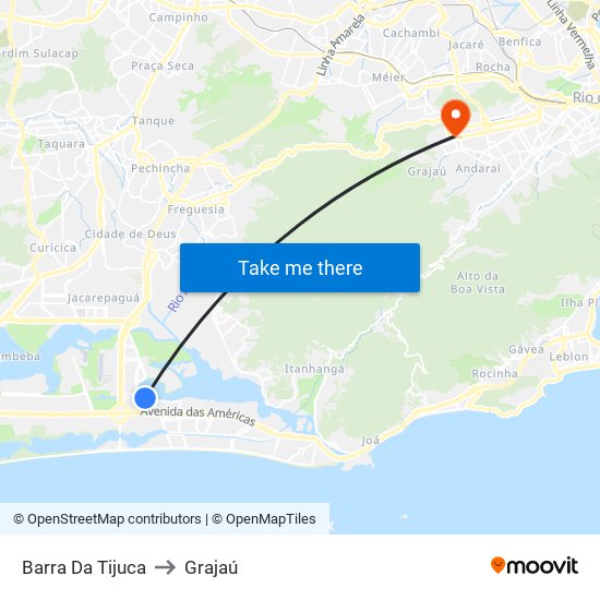 Barra Da Tijuca to Grajaú map