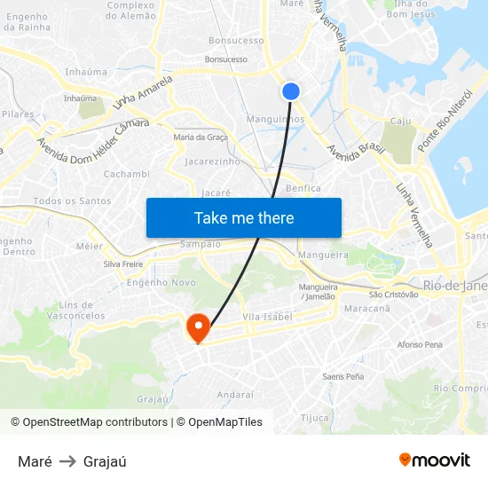 Maré to Grajaú map