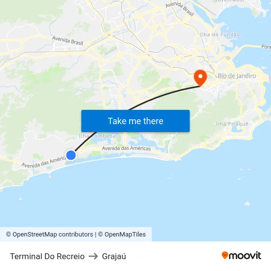 Terminal Do Recreio to Grajaú map