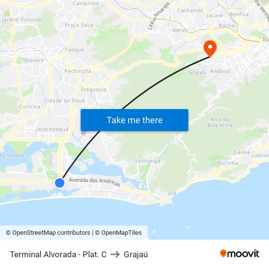 Terminal Alvorada - Plat. C to Grajaú map