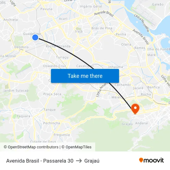 Avenida Brasil - Passarela 30 to Grajaú map