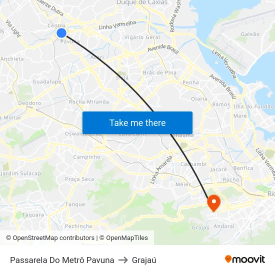 Passarela Do Metrô Pavuna to Grajaú map