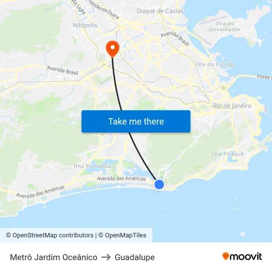 Metrô Jardim Oceânico to Guadalupe map