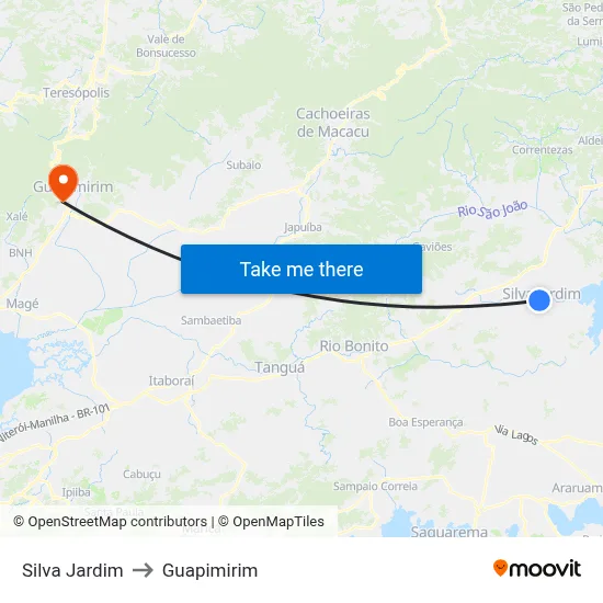 Silva Jardim to Guapimirim map