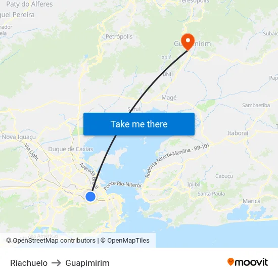 Riachuelo to Guapimirim map