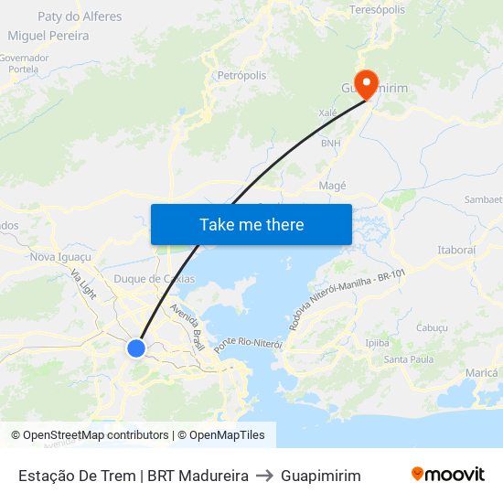 Estação De Trem | BRT Madureira to Guapimirim map