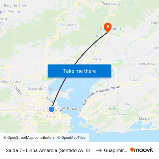 Saída 7 - Linha Amarela (Sentido Av. Brasil) to Guapimirim map