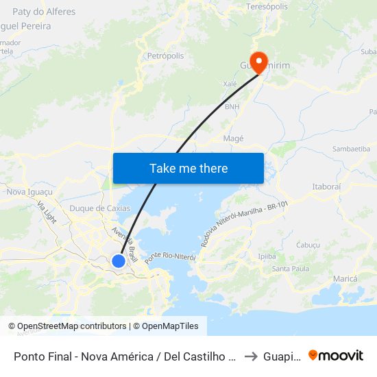 Ponto Final - Nova América / Del Castilho (Linhas Para Barra E Jpa) to Guapimirim map