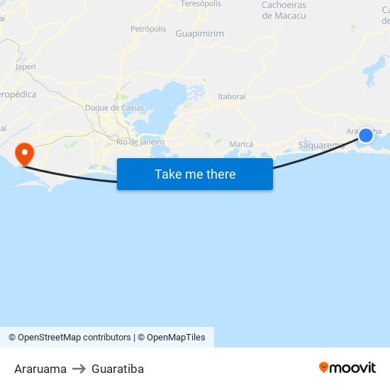 Araruama to Guaratiba map