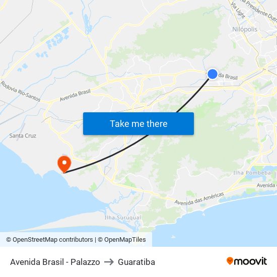 Avenida Brasil - Palazzo to Guaratiba map