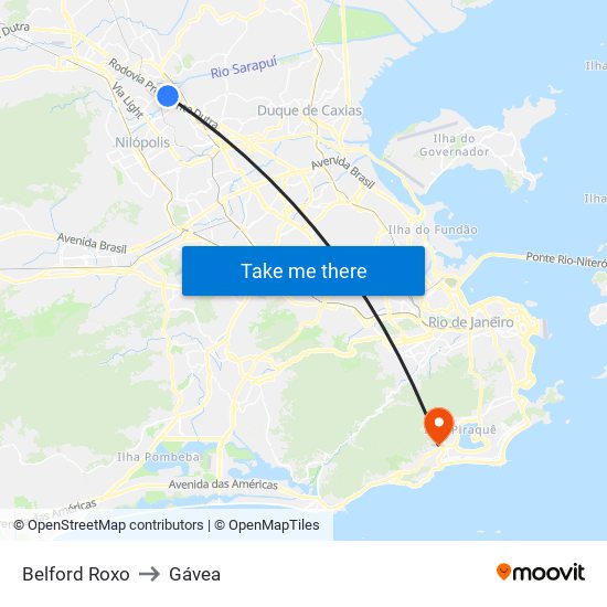 Belford Roxo to Gávea map