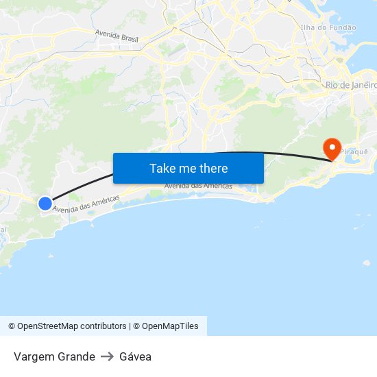 Vargem Grande to Gávea map