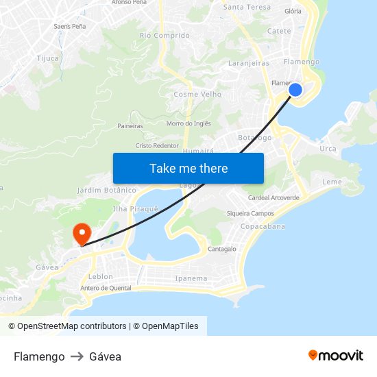 Flamengo to Gávea map