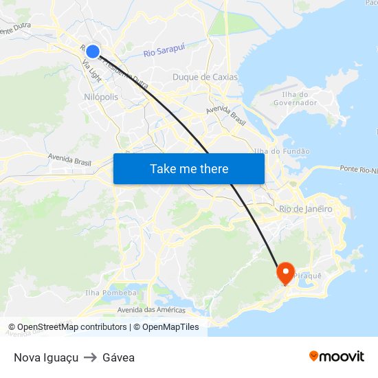 Nova Iguaçu to Gávea map