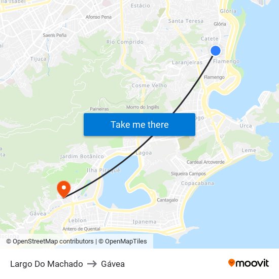 Largo Do Machado to Gávea map