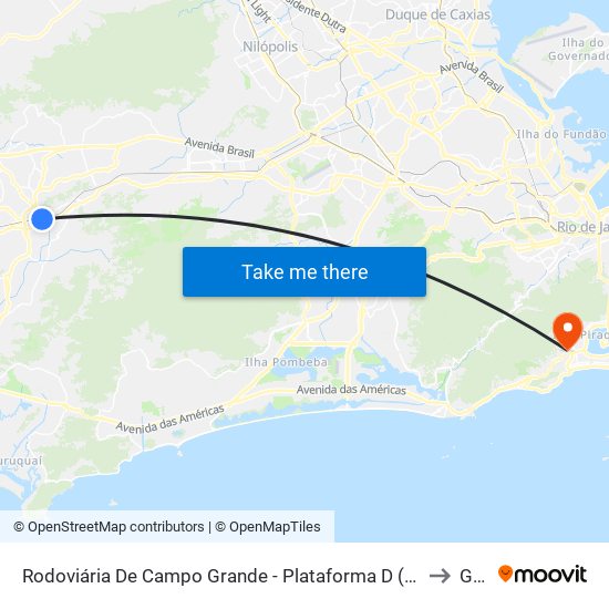 Rodoviária De Campo Grande - Plataforma D (Campo Grande E Jabour - Executivo) to Gávea map