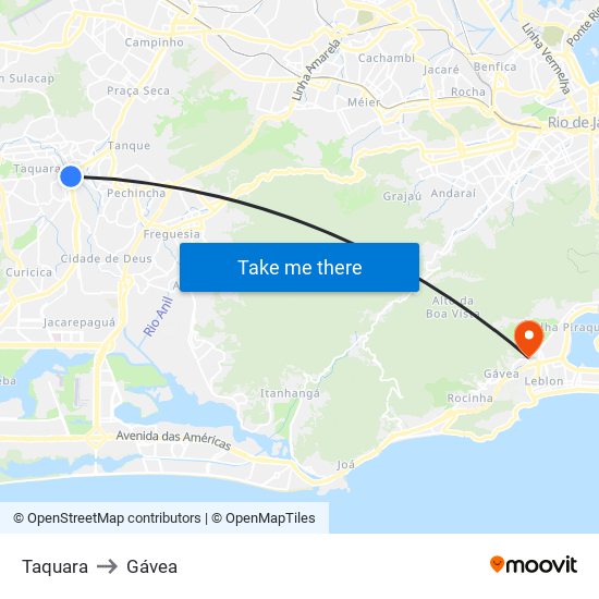 Taquara to Gávea map