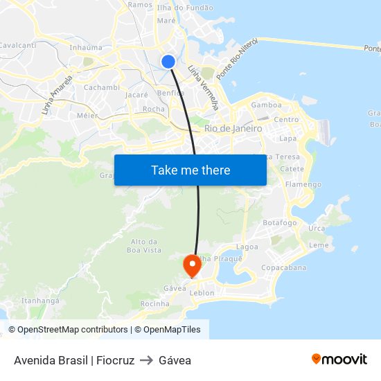 Avenida Brasil | Fiocruz to Gávea map
