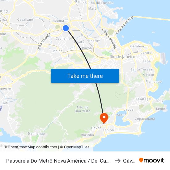 Passarela Do Metrô Nova América / Del Castilho to Gávea map