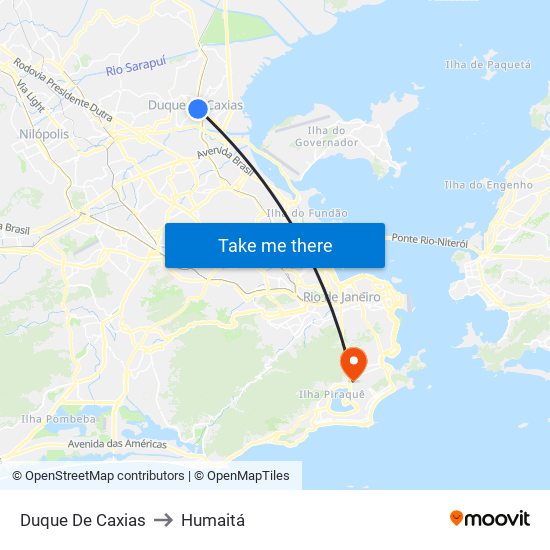 Duque De Caxias to Humaitá map