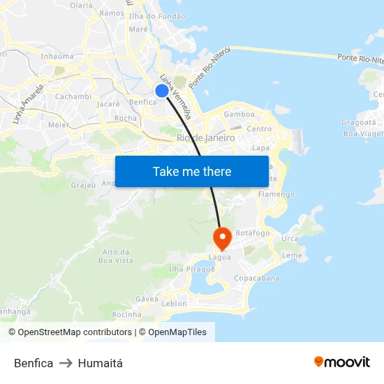Benfica to Humaitá map