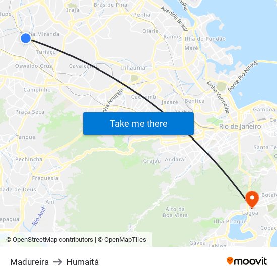 Madureira to Humaitá map