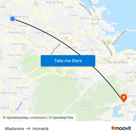 Madureira to Humaitá map