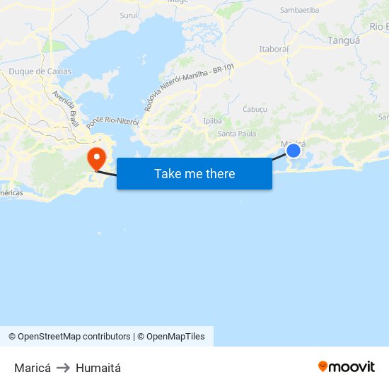 Maricá to Humaitá map