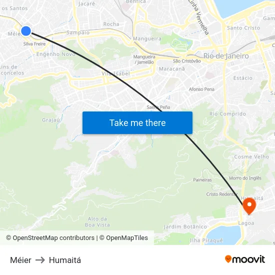 Méier to Humaitá map