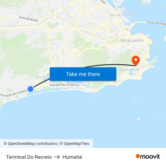 Terminal Do Recreio to Humaitá map
