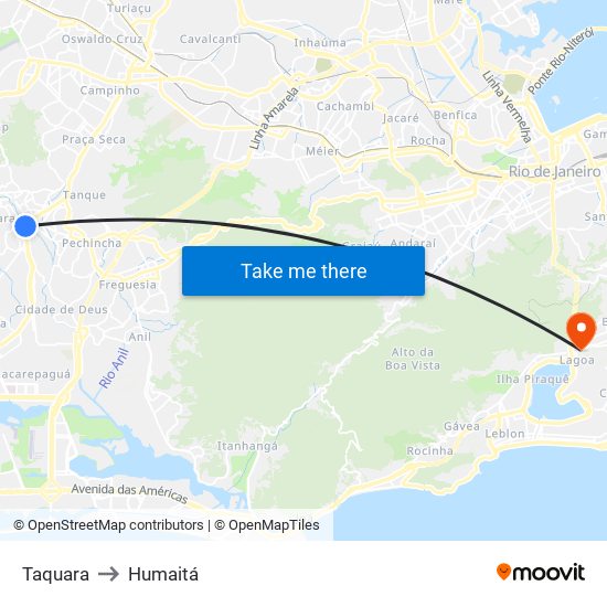 Taquara to Humaitá map
