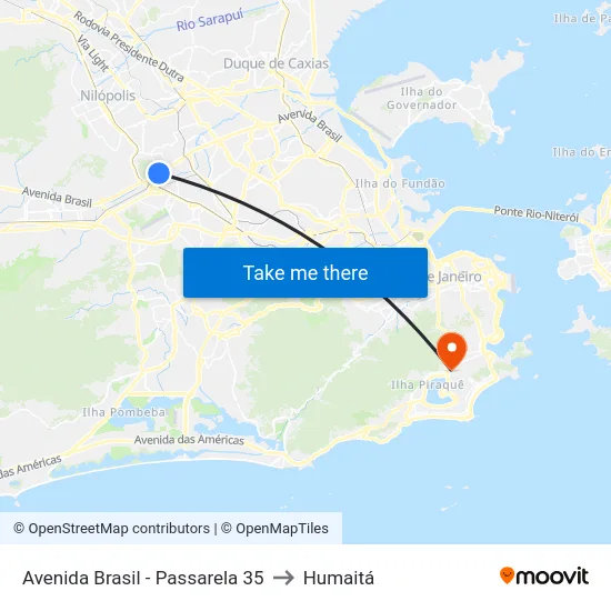Avenida Brasil - Passarela 35 to Humaitá map