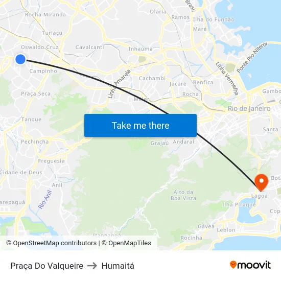 Praça Do Valqueire to Humaitá map