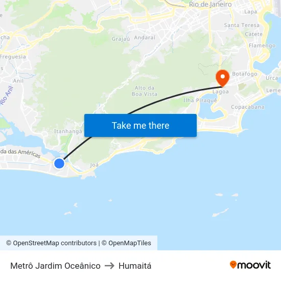 Metrô Jardim Oceânico to Humaitá map
