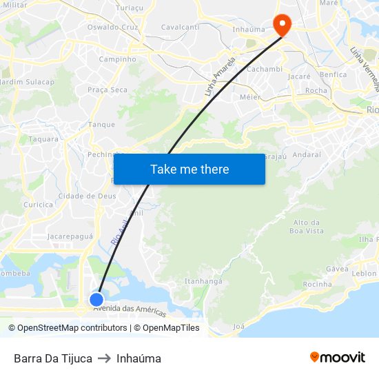 Barra Da Tijuca to Inhaúma map