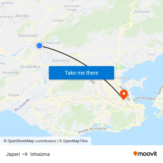 Japeri to Inhaúma map