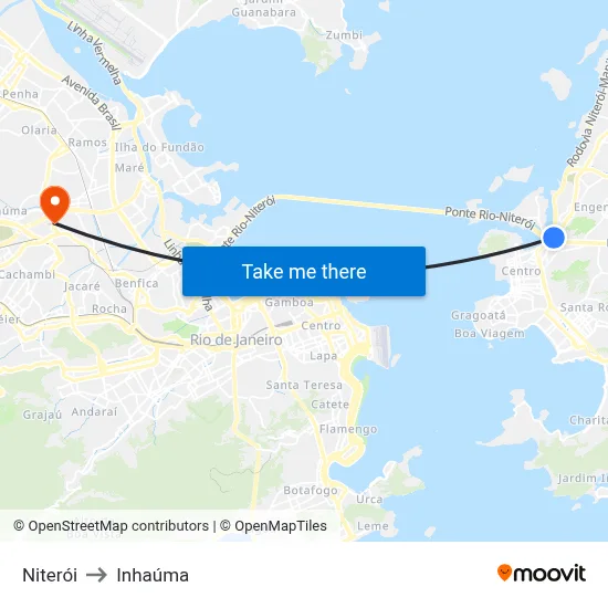 Niterói to Inhaúma map