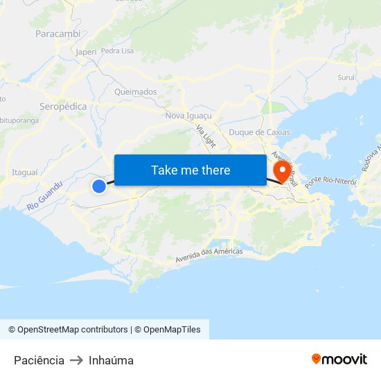 Paciência to Inhaúma map