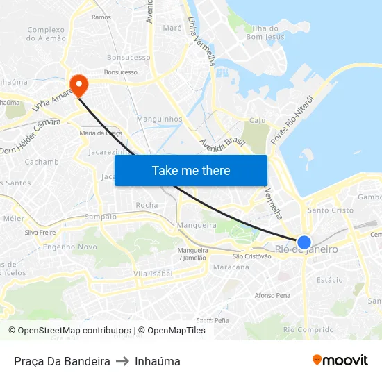 Praça Da Bandeira to Inhaúma map