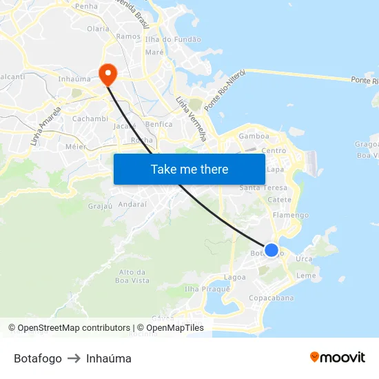 Botafogo to Inhaúma map