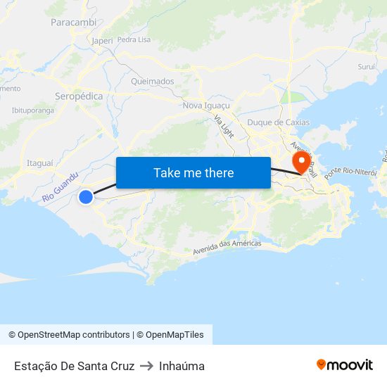 Estação De Santa Cruz to Inhaúma map