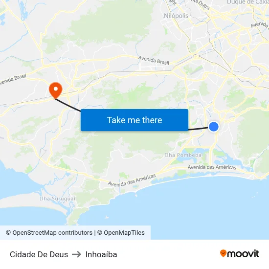 Cidade De Deus to Inhoaíba map