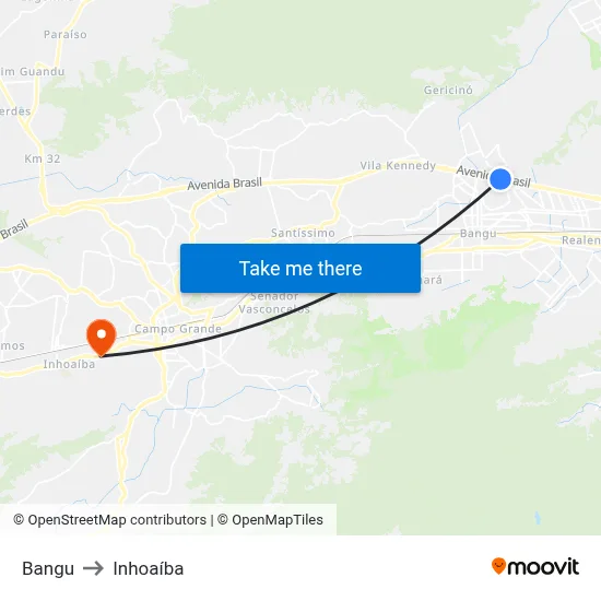 Bangu to Inhoaíba map