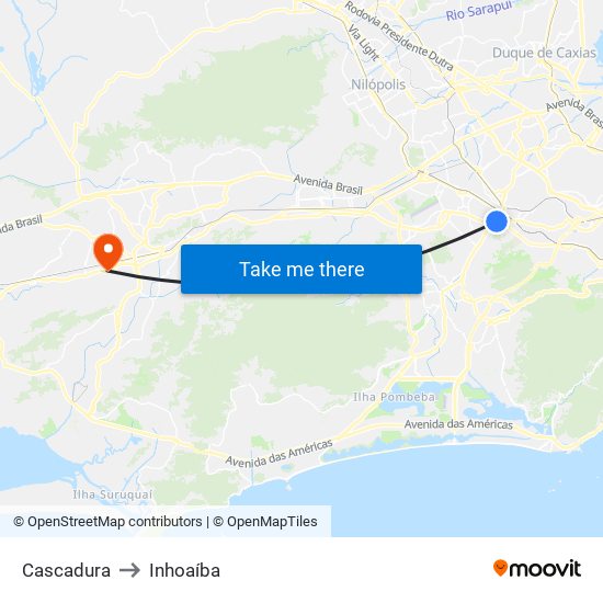 Cascadura to Inhoaíba map